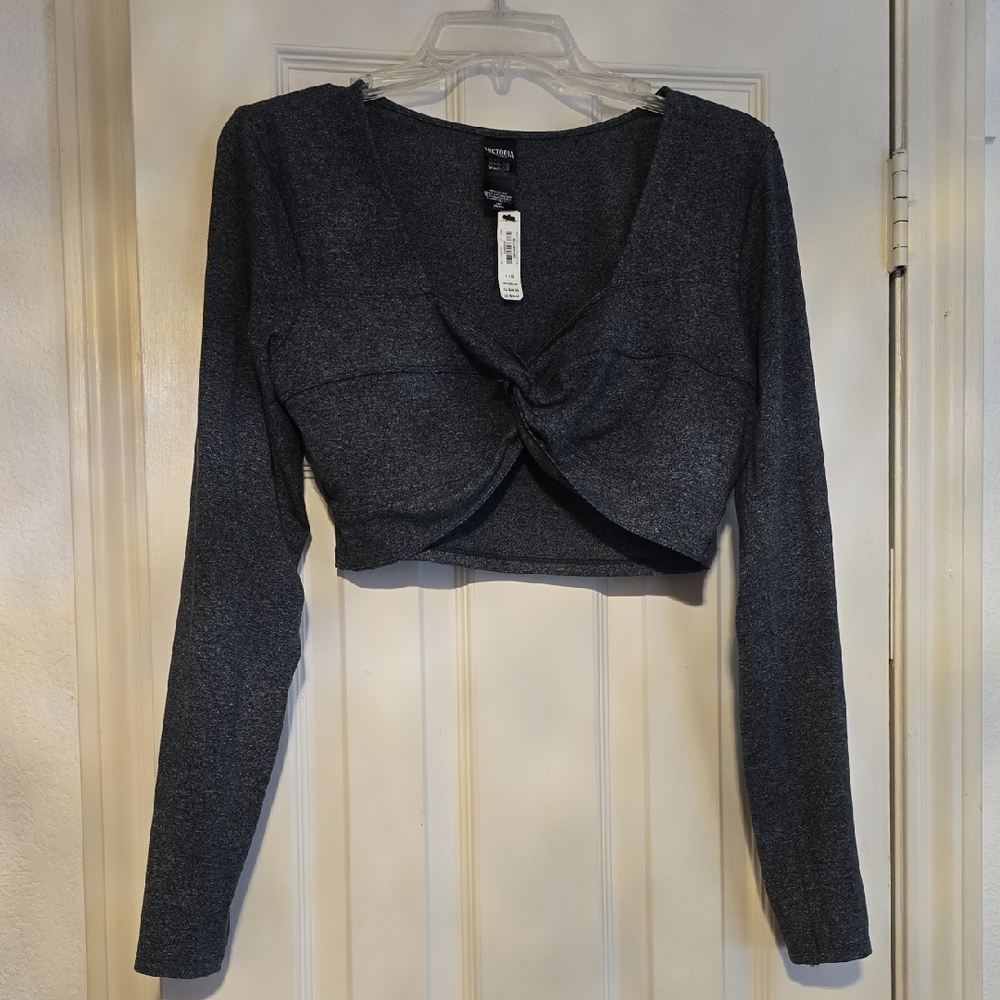 Victoria's Secret Gray Long Sleeve Crop Top
